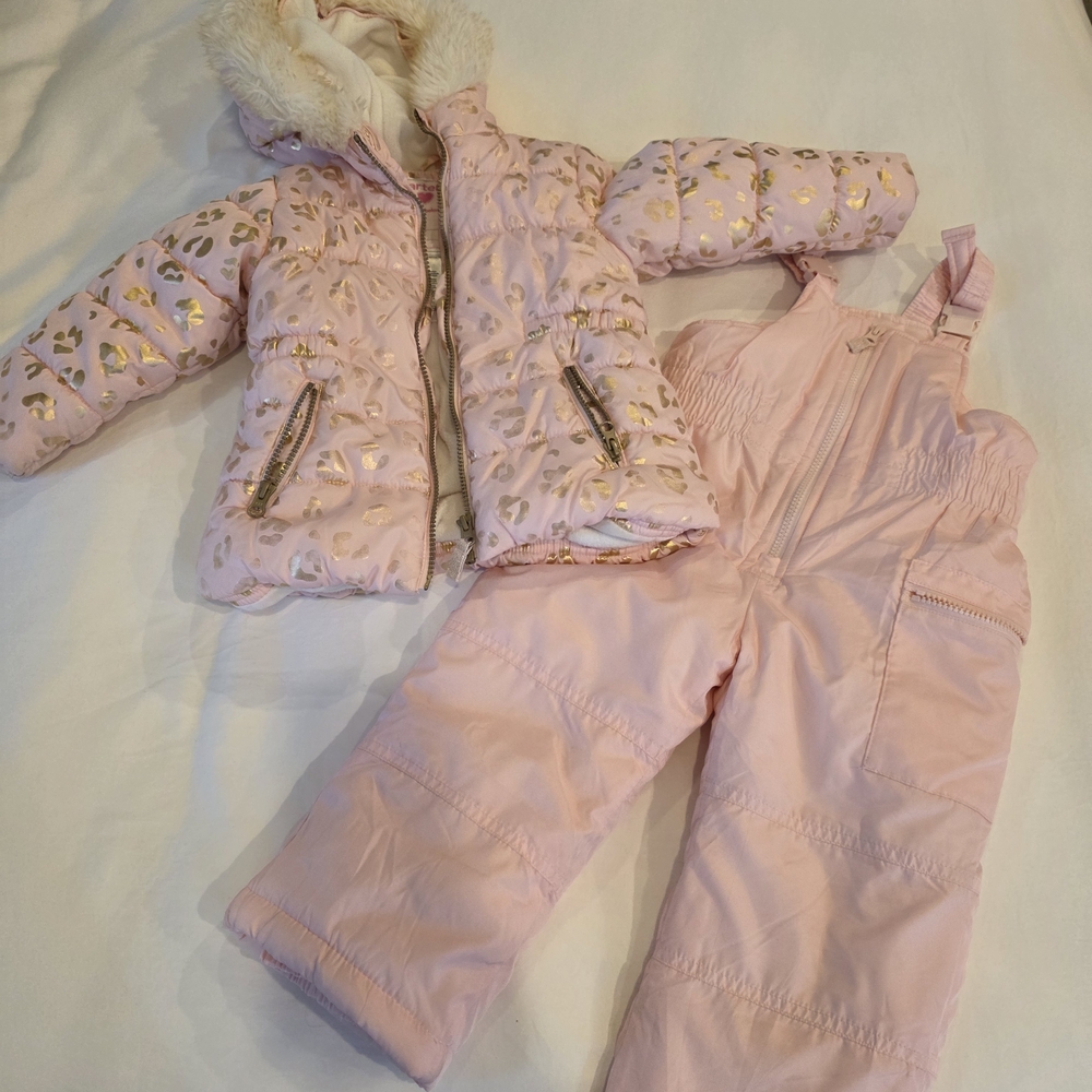Carters Pink Snowsuit with Gold Accents